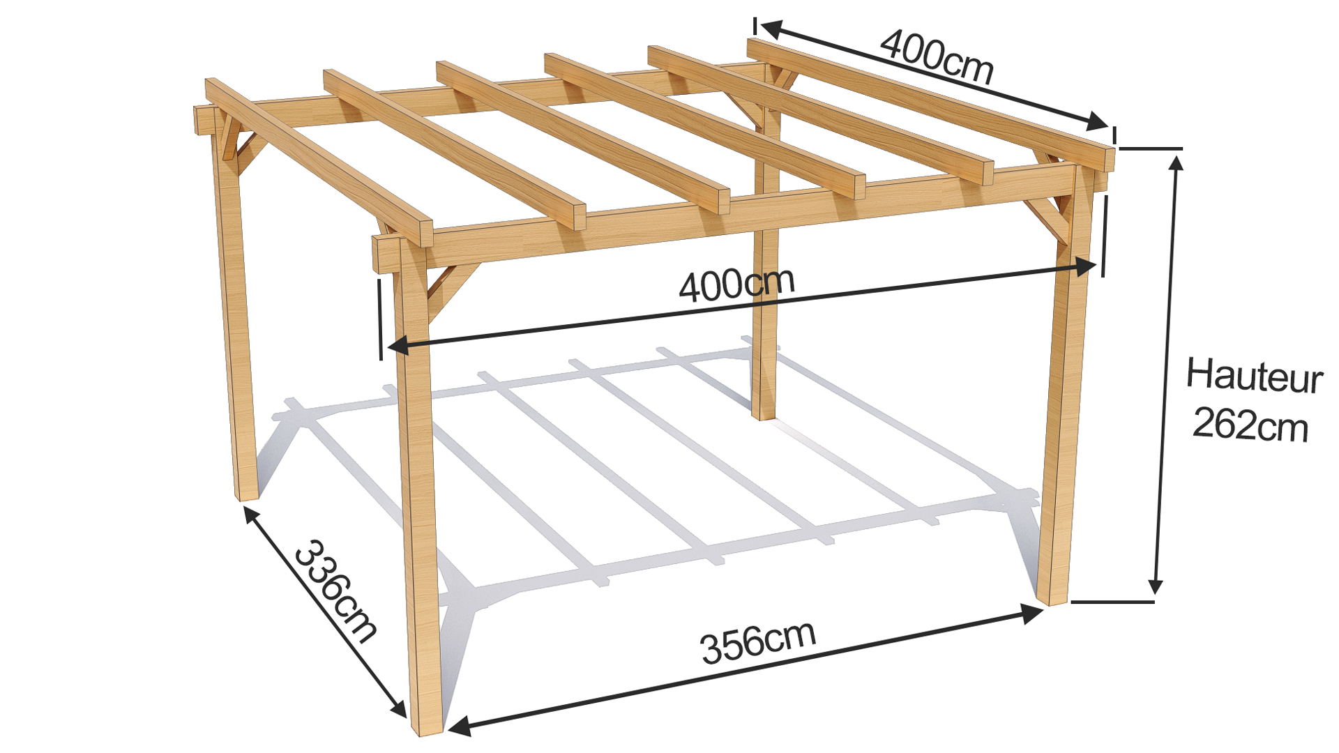 dimensions d'une pergola bois suzie 4mx4m